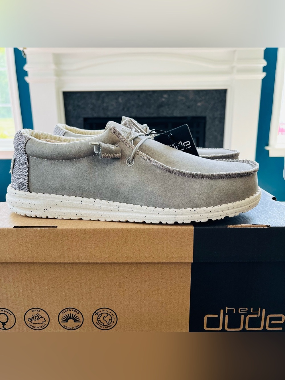 Sz 8 HEYDUDE Wally Recycled Leather Men's Shoes Silver Birch (women's 10)